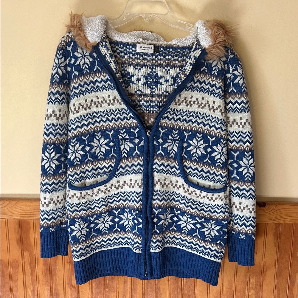 Jon & Anna Blue and White Snowflake Hoodie